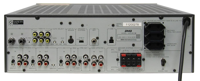 Amply Karaoke BMB DAR-800 II | Mặt sau 